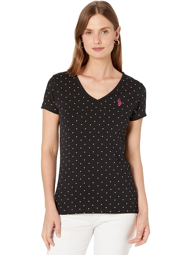 U.S. POLO ASSN. Small Pony Stretch Dot V-Neck Tee Shirt