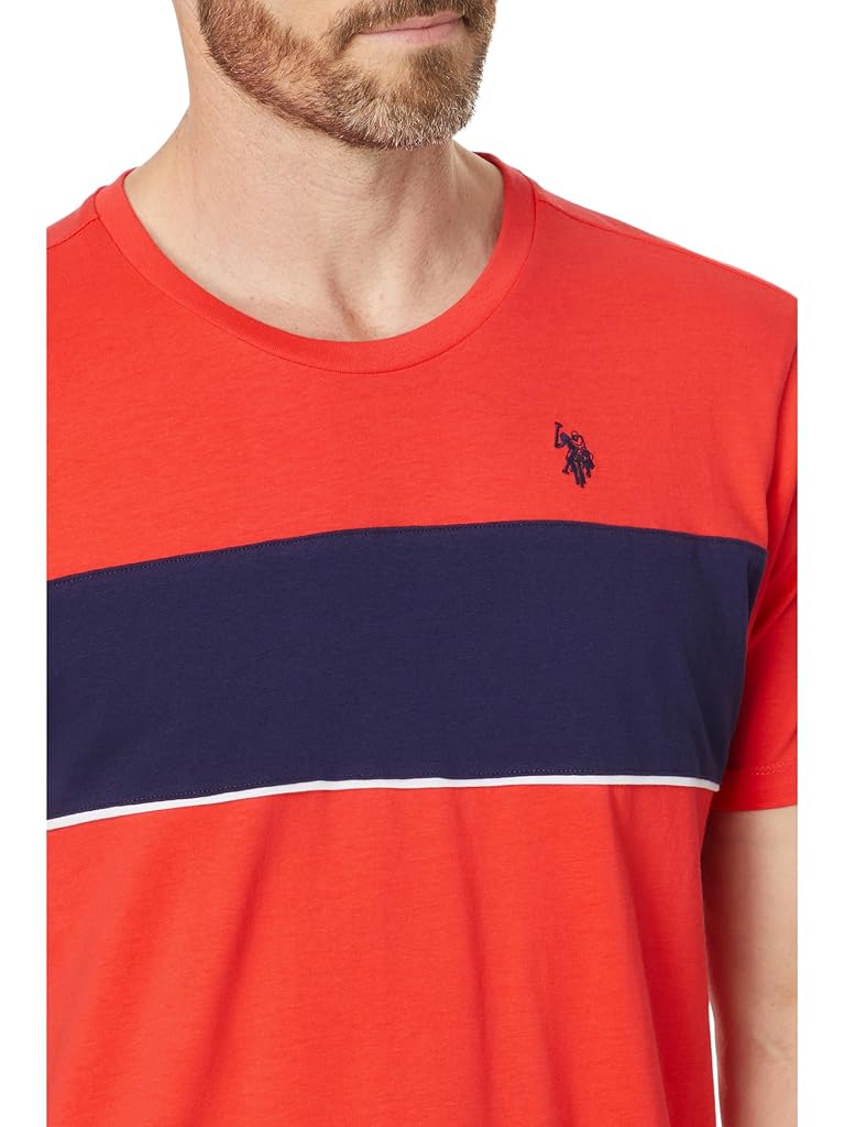 U.S. POLO ASSN. Short Sleeve Colorblock Stripe Crew Neck Jersey Tee Shirt