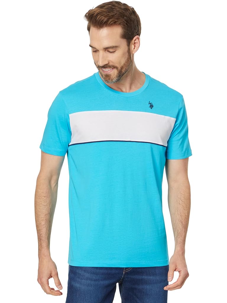 U.S. POLO ASSN. Short Sleeve Colorblock Stripe Crew Neck Jersey Tee Shirt