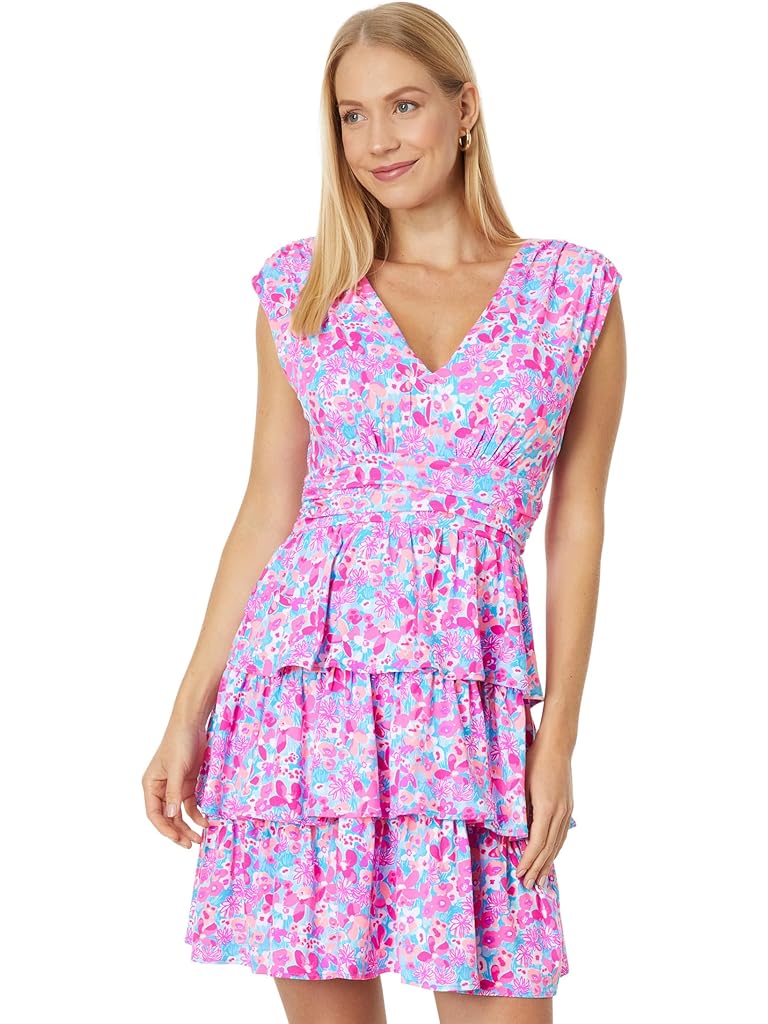 Pink Lilly Pulitzer Faye V-Neck Ruffle Dress