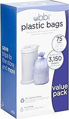 Ubbi Diaper Pail Plastic Bags, Disposable Baby Waste Bags, 3 Pack, 75 Count, 13-Gallon Bags