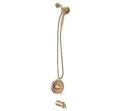 Moen Ronan Bronzed Gold Single-Handle Modern Tub and Shower Faucet with Magnetix Rainshower, Valve Included, 82021BZG