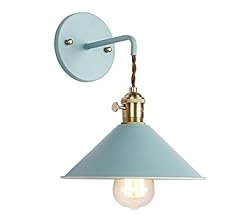 iYoee Wall Sconce lamps lighting fixture with on off switch,Blue Macaron wall lamp E26 Edison copper lamp holder with frost…