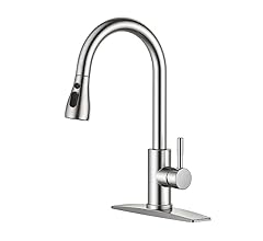 FORIOUS Kitchen Faucets, Brushed Nickel Kitchen Faucet with Pull Down Sprayer, High Arc Single Handle Stainless Steel Sink …