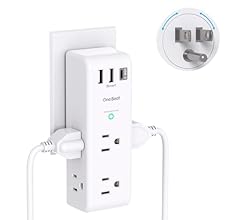 Surge Protector Outlet Extender - with Rotating Plug, 6 AC Multi Plug Outlet with 3 USB Ports (1 USB C), 1800J Wall Charger…