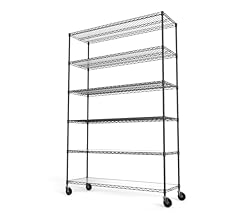 6 Tier Shelf Wire Shelving Unit, NSF Metal Heavy Duty Adjustable Storage Rack with Wheels & Shelf Liners for Commercial Gra…