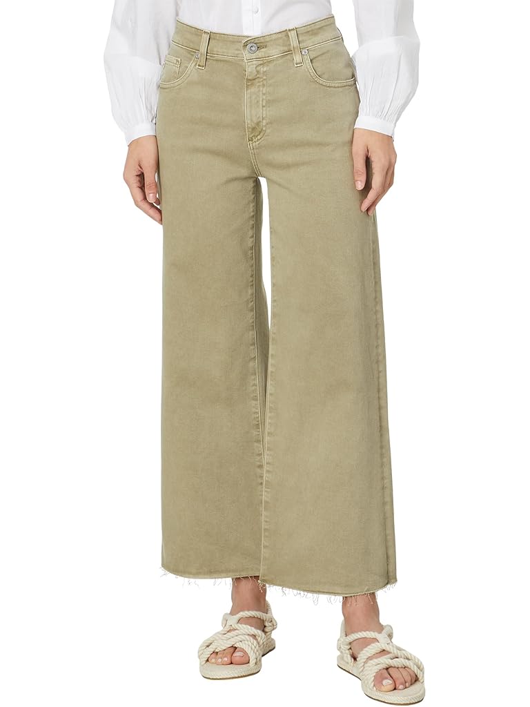 Beige AG Jeans Saige High Rise Straight Wide Leg in Sulfur Dried Parsley