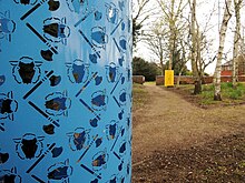 Photograph of 'Lenton Priory Pillars' artwork on the site of Lenton Priory.