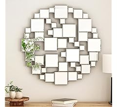 GOAND Decorative Accent Mirror-23.6"x23.6" Bathroom Mirror, Silver Wall Mirrors, Art Mirror with Glass Frame for Living Roo…