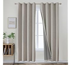 Joydeco Blackout Curtains for Bedroom, Black Out Curtains 84 Inch Length 2 Panels Set, Linen Textured Thermal Insulated Win…