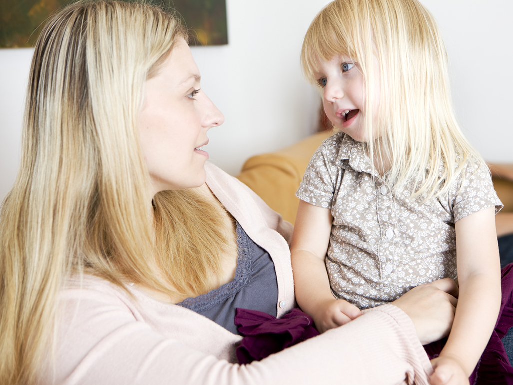 Mum and child talking