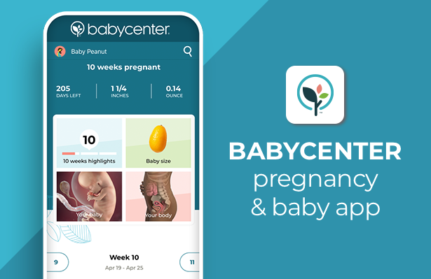 screenshots of babycenter pregnancy and baby app