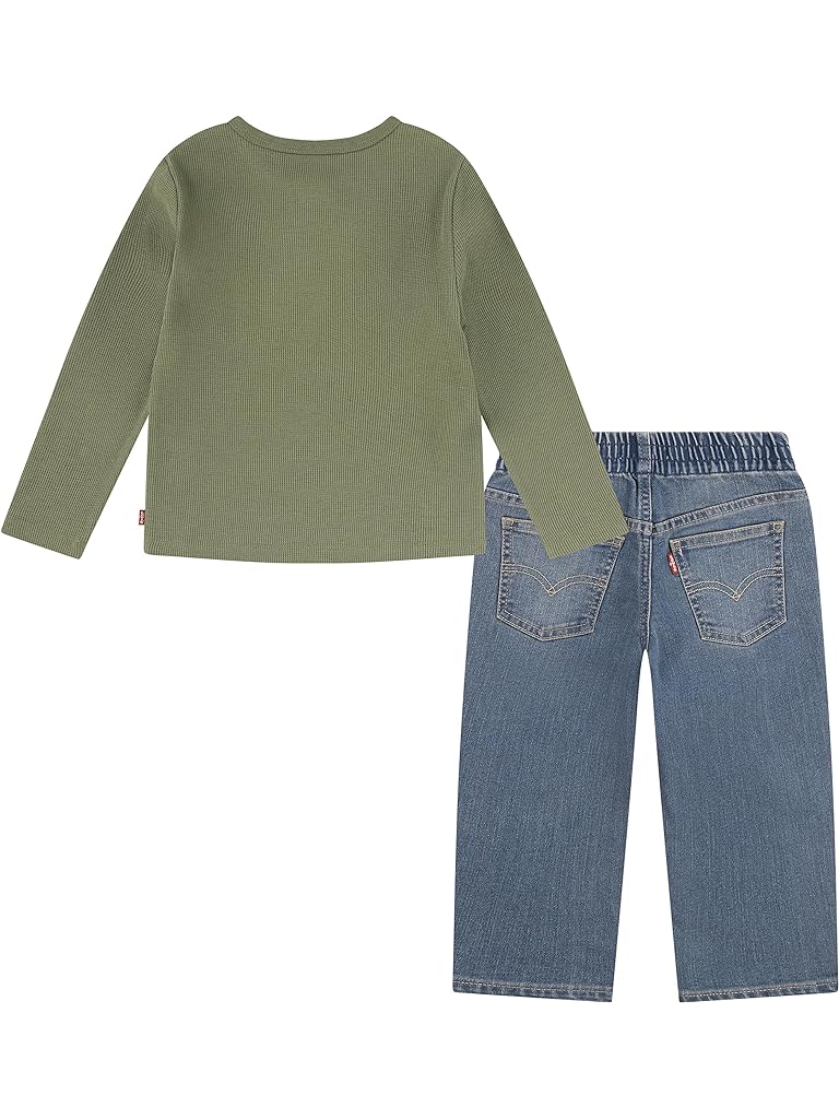 Levi's&#174; Kids Long Sleeve Thermal Henley and Denim Two-Piece Outfit Set (Little Kids)