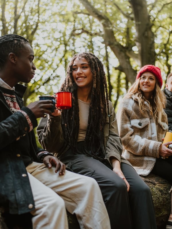 Group of friends camping 