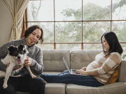 family with dog