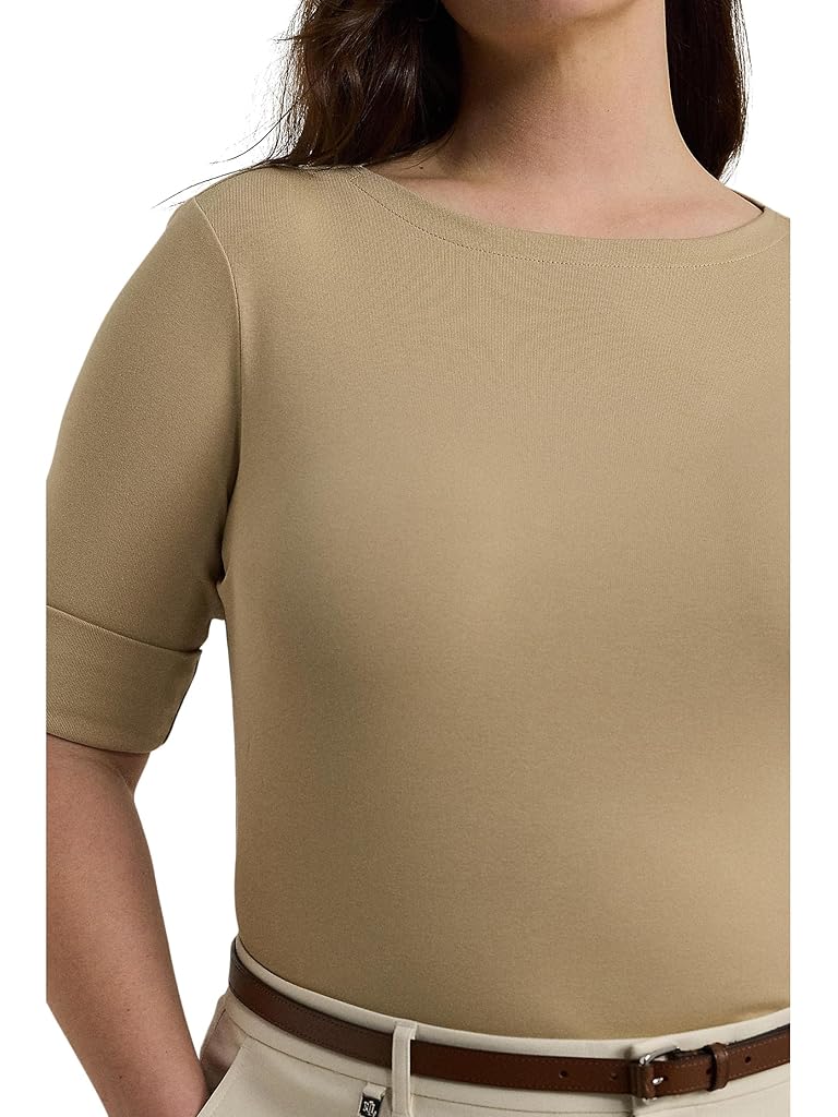 Lauren Ralph Lauren Plus Size Stretch Cotton Boatneck Top