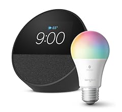 Echo Spot (2024 release) with Sengled LED Smart Light Bulb, Black