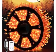 JMEXSUSS 600 LED Orange Lights for Halloween Decor, Orange String Lights Outdoor Waterproof, Plug in Orange Halloween Strin…