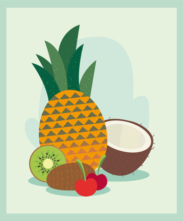 pineapple and coconut fruit design of healthy organic food theme Vector illustration