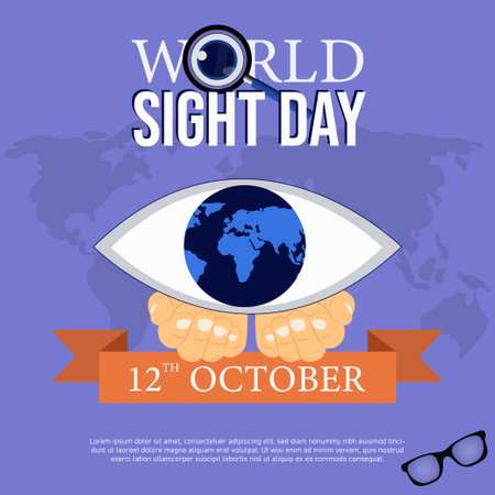 World Sight Day. Vector illustration on a blue background with a globe.