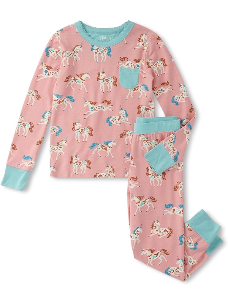 Hatley Kids Folksy Unicorn Bamboo Pajama Set (Toddler/Little Kid/Big Kid)