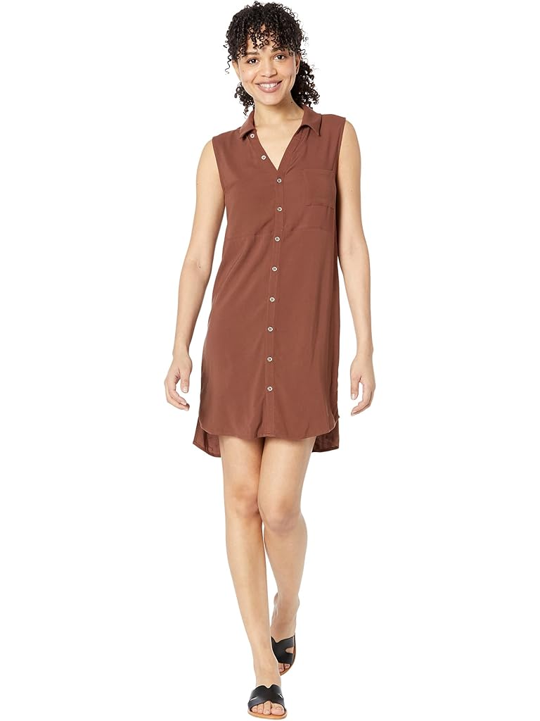 Chaser Heirloom Woven Sleeveless Button-Down Shirttail Dress