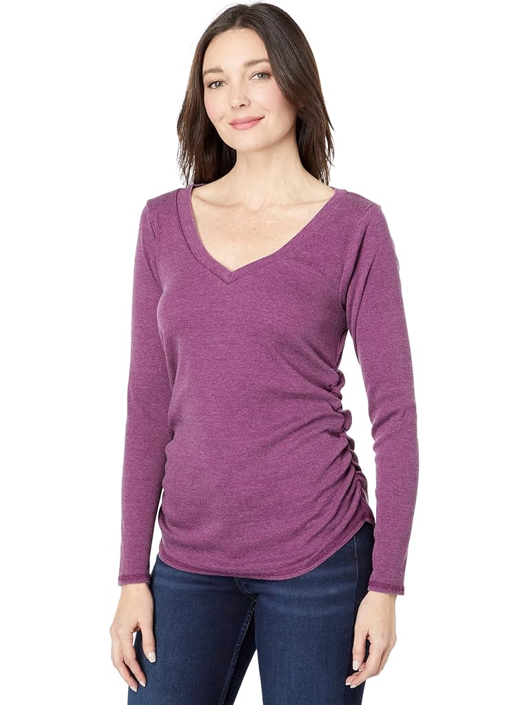 Chaser Sustainable Vintage Rib Long Sleeve Tee with Shirring