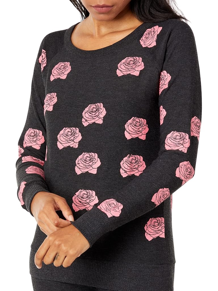 Chaser Rock Roses Recycled Cozy Knit Long Sleeve Raglan Pullover