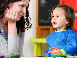 Mom listening to child